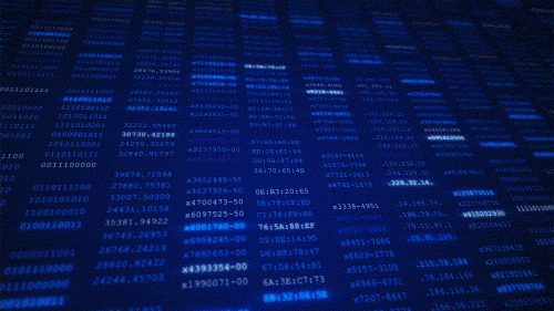 Una animación con miles  de datos sucediéndose unos tras otros.