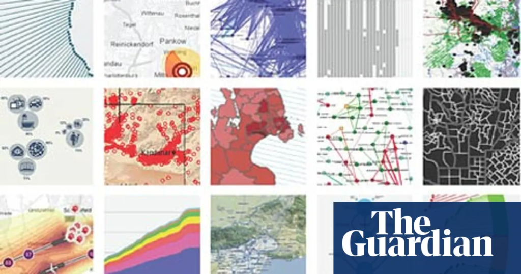 Mosaico de recursos gráficos que mejoran la comprensión de los datos en el prestigioso medio británico The Guardian